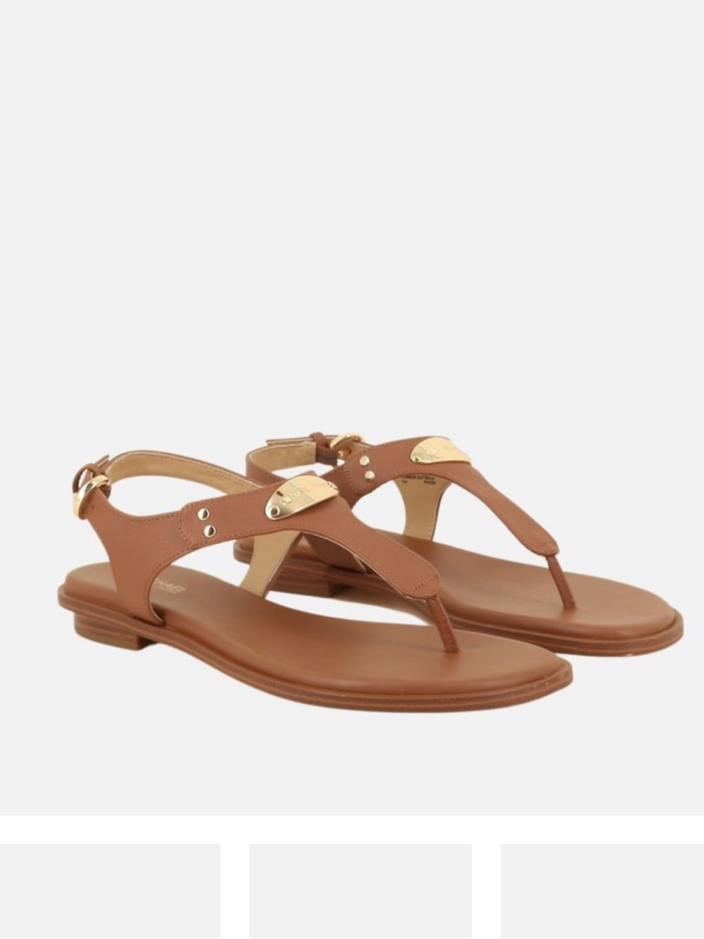 NEW Michael Kors saffiano leather MK Plate thong sandals.